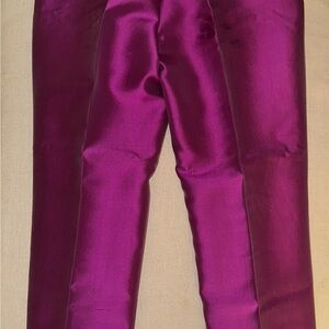 Vibrant Purple Silk Shantung Pants